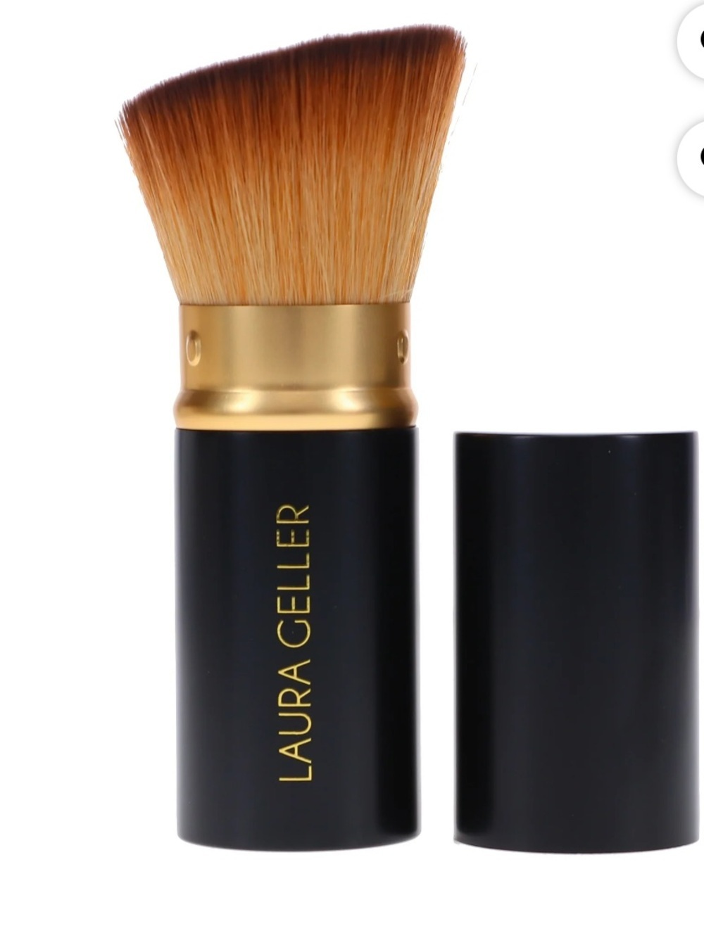 New! Laura Geller Black and Gold Retractable Angled Kabuki Brush